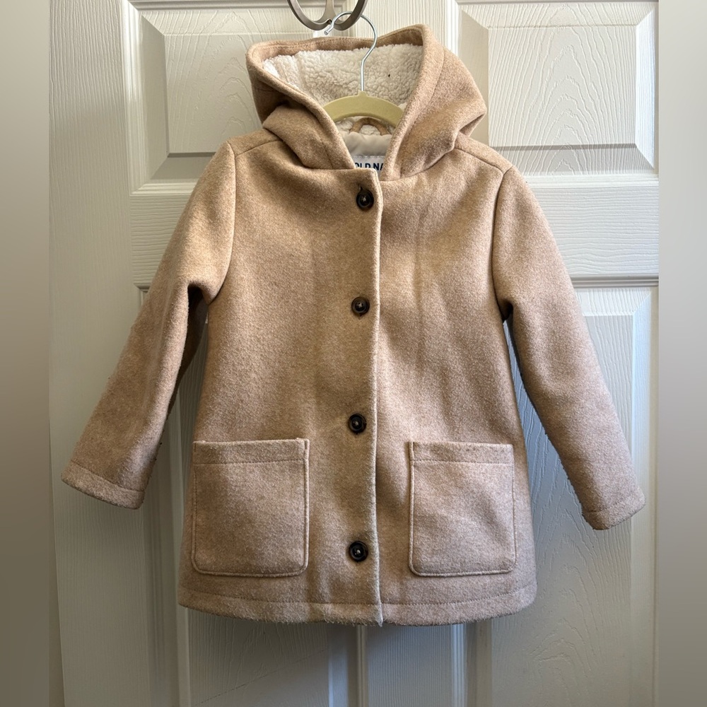 Kids Camel Hooded Pea Coat